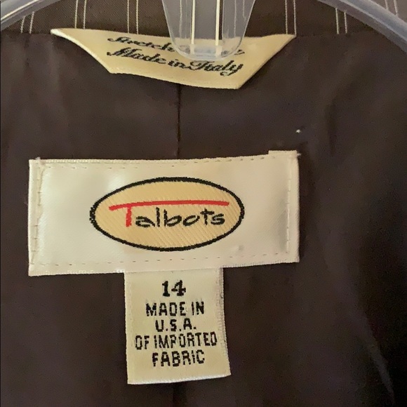 Brown pinstripe Talbots blazer size 14 - Picture 2 of 4